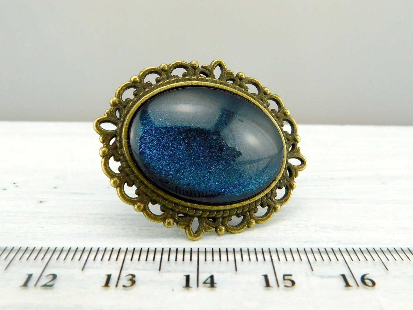 Geschenkset "Dunkles Saphirblau" mit Ring und Brosche - Vintage Schmuckstübchen