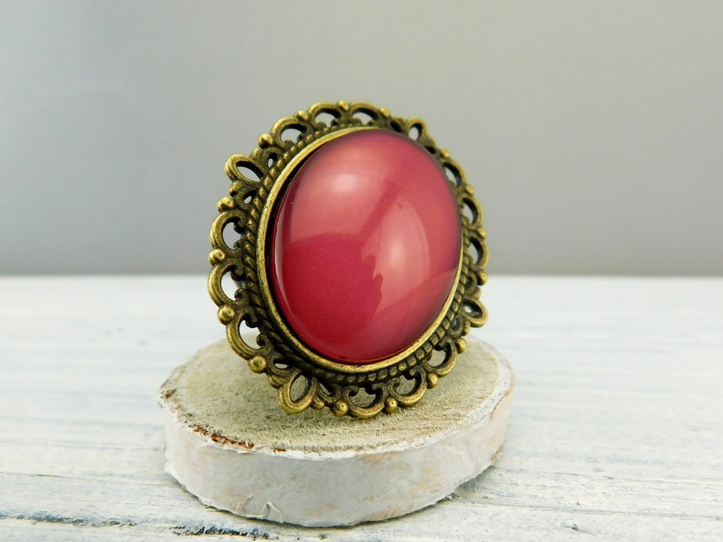 Geschenkset "Pink Orchid" mit Ring und Brosche - Vintage Schmuckstübchen