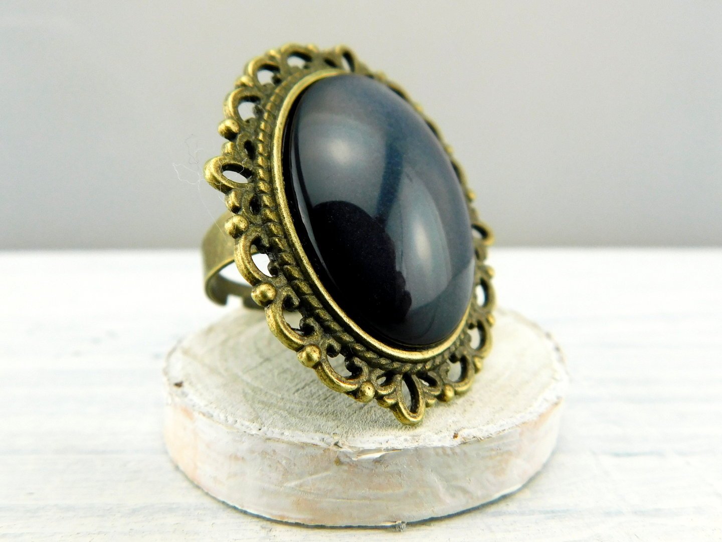 Geschenkset "Mitternachtsblau" mit Ring und Brosche - Vintage Schmuckstübchen