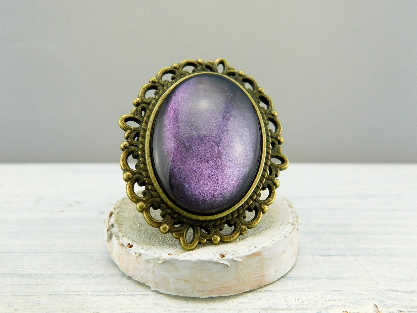 Geschenkset "Mystisches Metall" mit Ring und Brosche - Vintage Schmuckstübchen