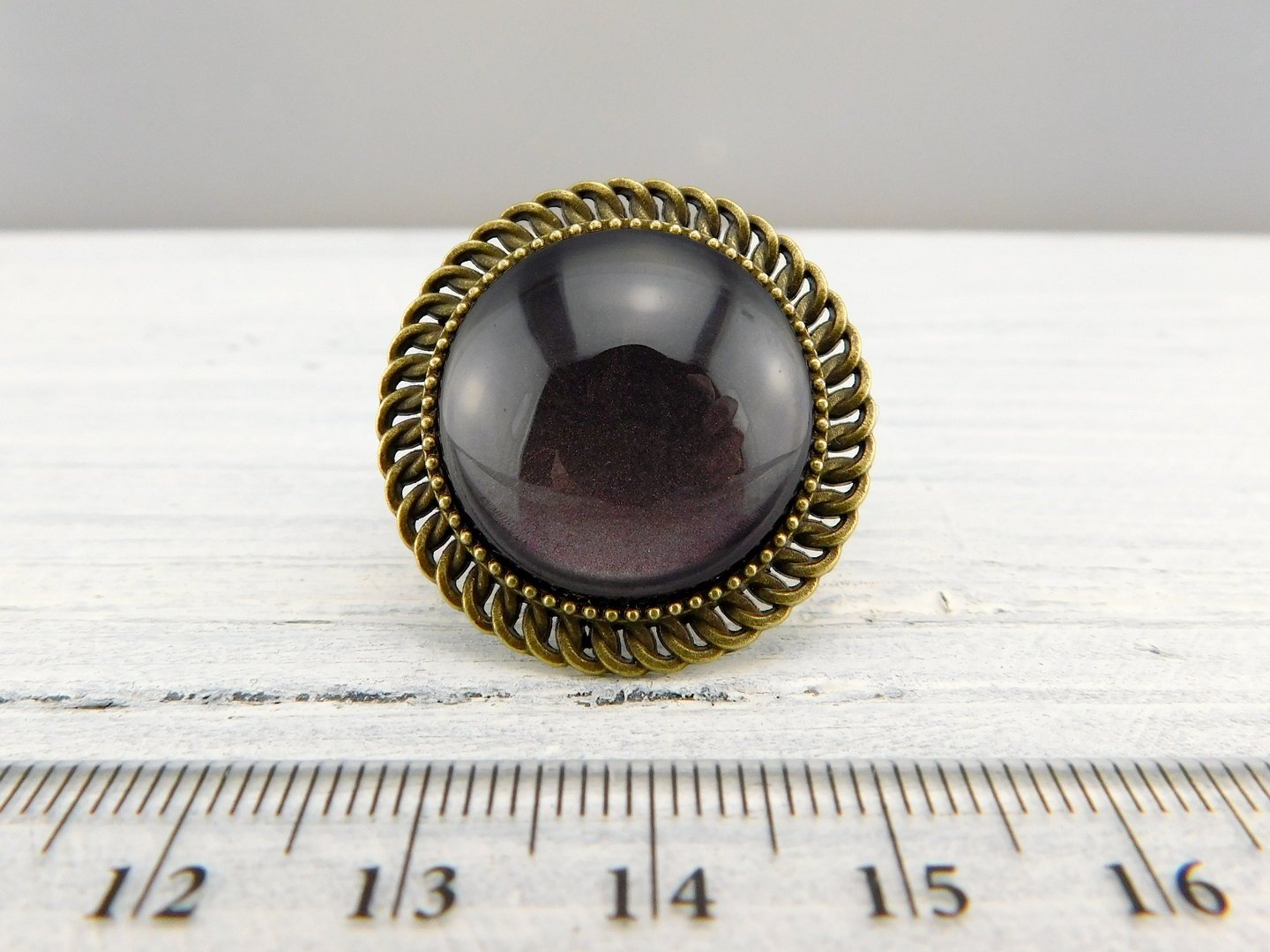 Runder Ring mit Glasstein - Vintage Schmuckstübchen
