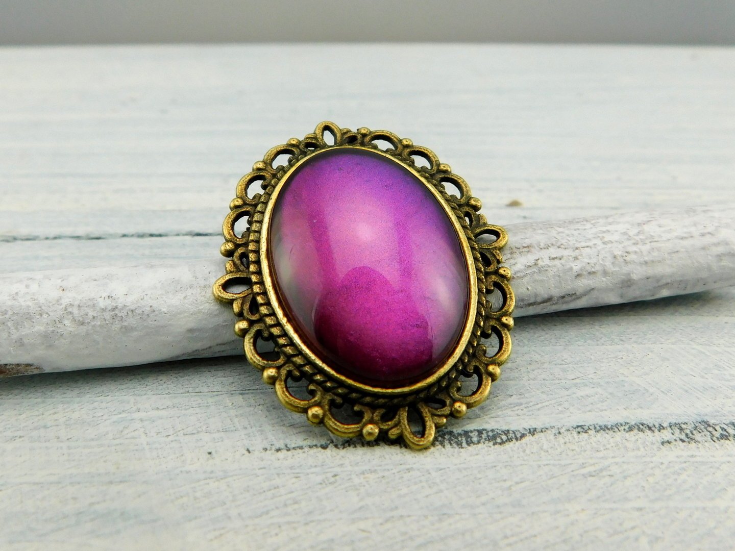 Geschenkset "Mystisches Violett" mit Ring und Brosche - Vintage Schmuckstübchen