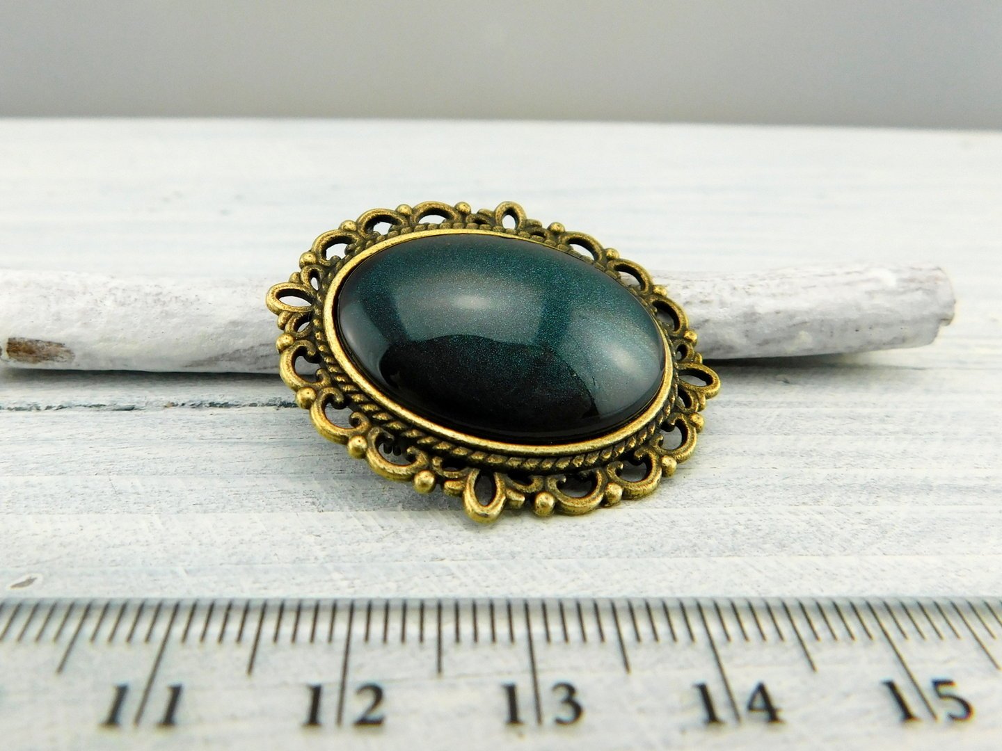 Geschenkset "Dunkler Smaragd" mit Ring und Brosche - Vintage Schmuckstübchen
