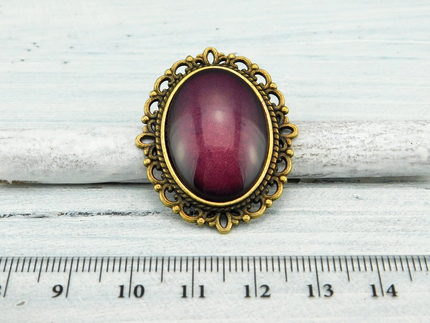 Geschenkset "Pflaumenrot" mit Ring und Brosche - Vintage Schmuckstübchen