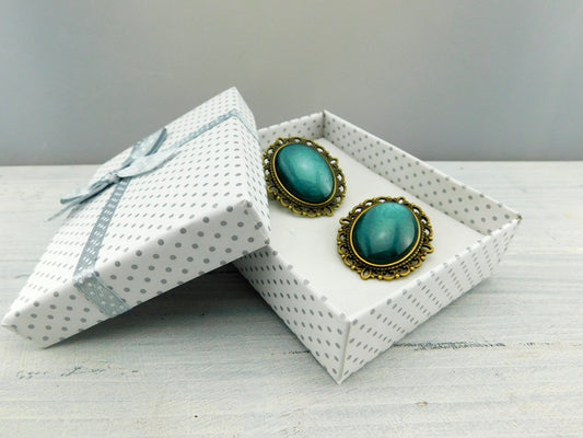 Geschenkset Ozeangrün mit Ring und Brosche - Vintage Schmuckstübchen