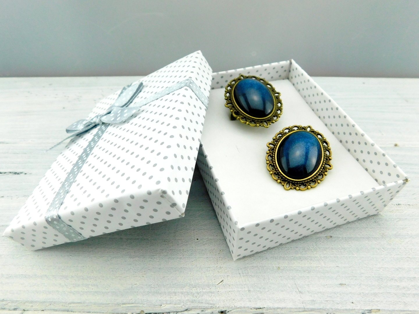 Geschenkset "Dunkles Saphirblau" mit Ring und Brosche - Vintage Schmuckstübchen
