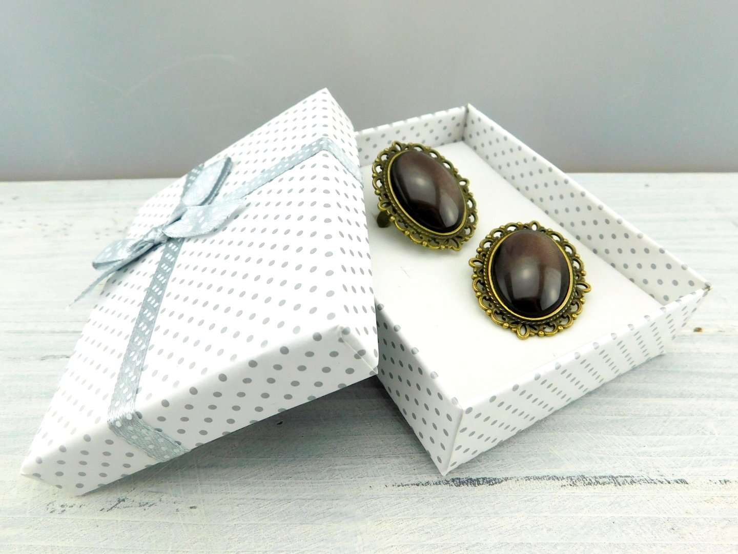 Geschenkset "Sepiabraun" mit Ring und Brosche - Vintage Schmuckstübchen