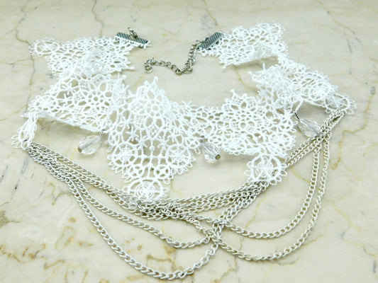 Weißes Halsband "Schneekönigin" - Vintage Schmuckstübchen