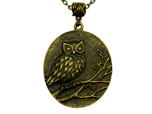 Halskette mit Eulenanhänger in Bronze 