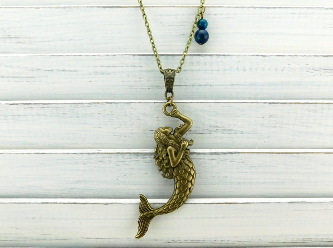 Halskette "Blaue Lagune" mit Meerjungfrau 