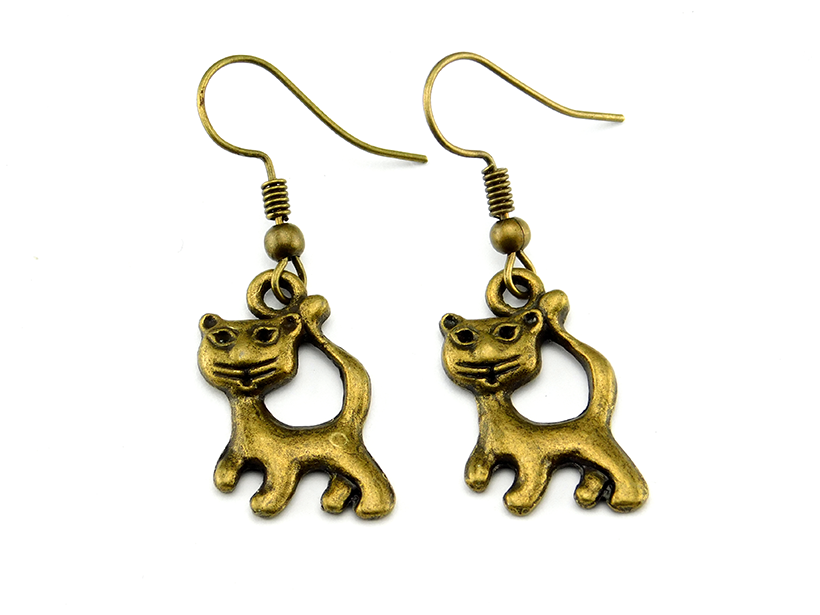 Ohrringe mit Katzenmotiv in Bronze 