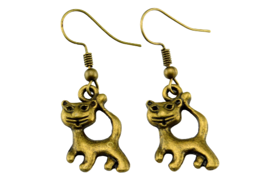 Ohrringe mit Katzenmotiv in Bronze 
