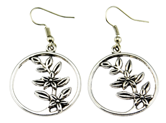 Ohrringe mit Blumenranke in Silber 