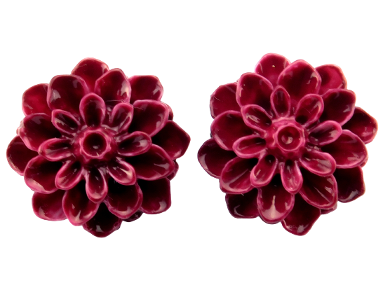 Blumenohrstecker "Dunkle Kirsche" 15mm 