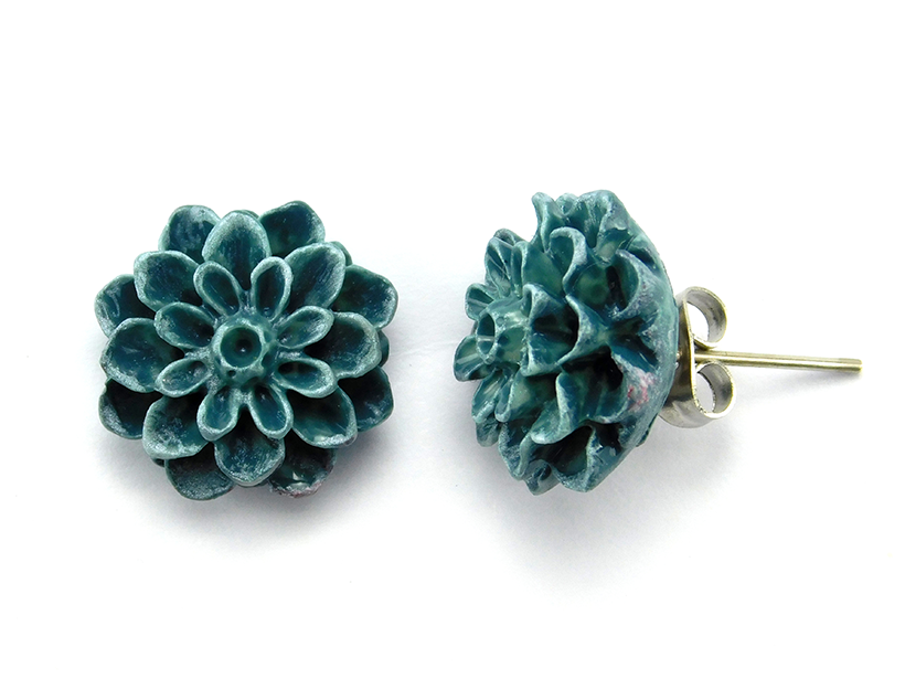 Blumenohrstecker "Blue Jeans" 15mm 