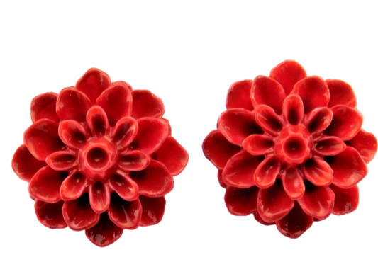 Blumenohrstecker "Lippenstiftrot" 15mm 