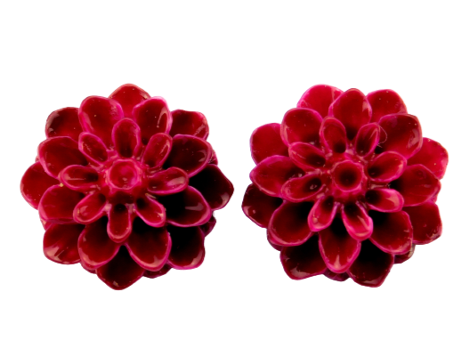 Blumenohrstecker "Dunkelrot" 15 mm 