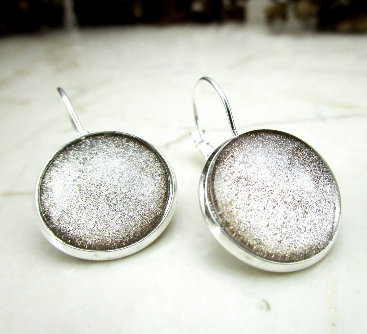 Klappohrringe "Sternenkristalle" in Silber Glitter 