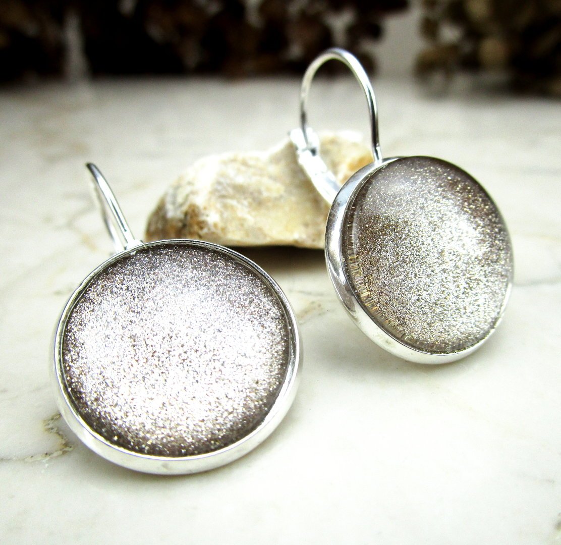 Klappohrringe "Sternenkristalle" in Silber Glitter 