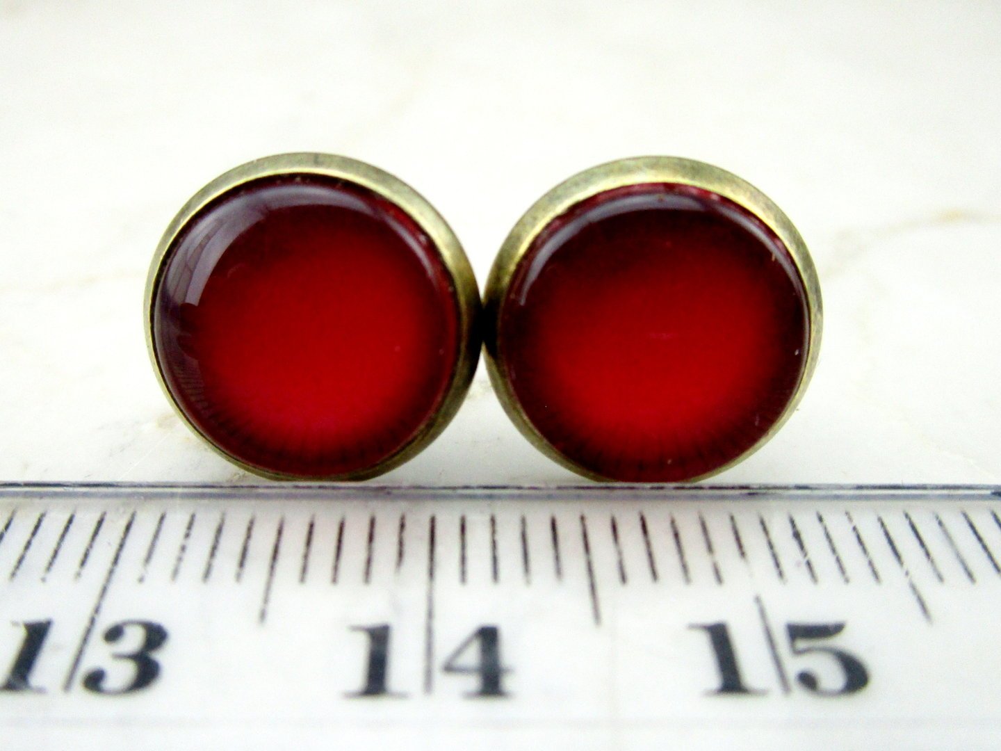 Ohrstecker mit Cabochon in Rot 12mm 