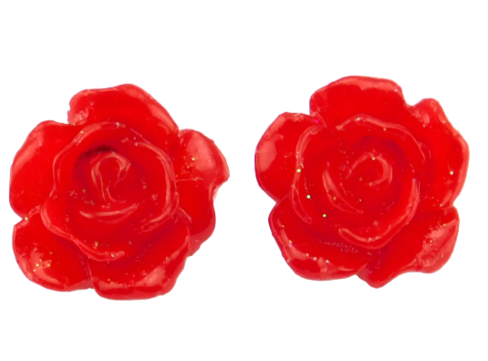 Rosenohrstecker "Leuchtendes Rot"  10mm 