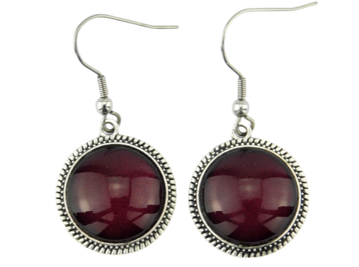 Cabochon Ohrringe "Bordeaux" in Silber