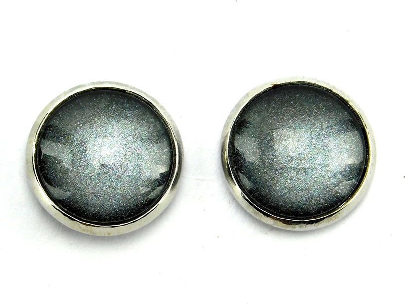 Ohrstecker "Grau Metallic" in Silber 14mm