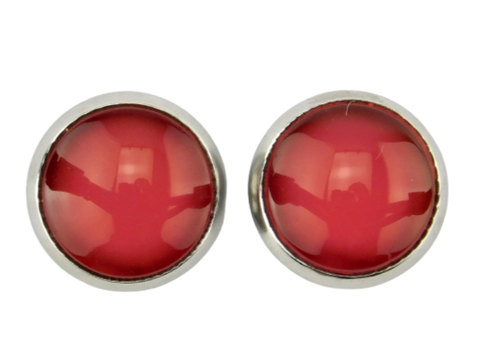 Ohrstecker "Erdbeerrot" aus Edelstahl 12mm