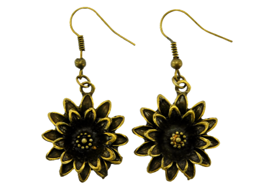 Ohrringe "Sonnenblume" aus bronzefarbenem Metall