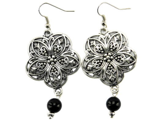 Silberfarbene Ohrringe im Vintage-Stil mit Blume