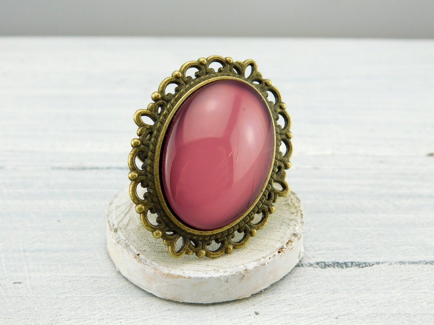 Geschenkset "Blütenrosa" mit Ring und Brosche - Vintage Schmuckstübchen