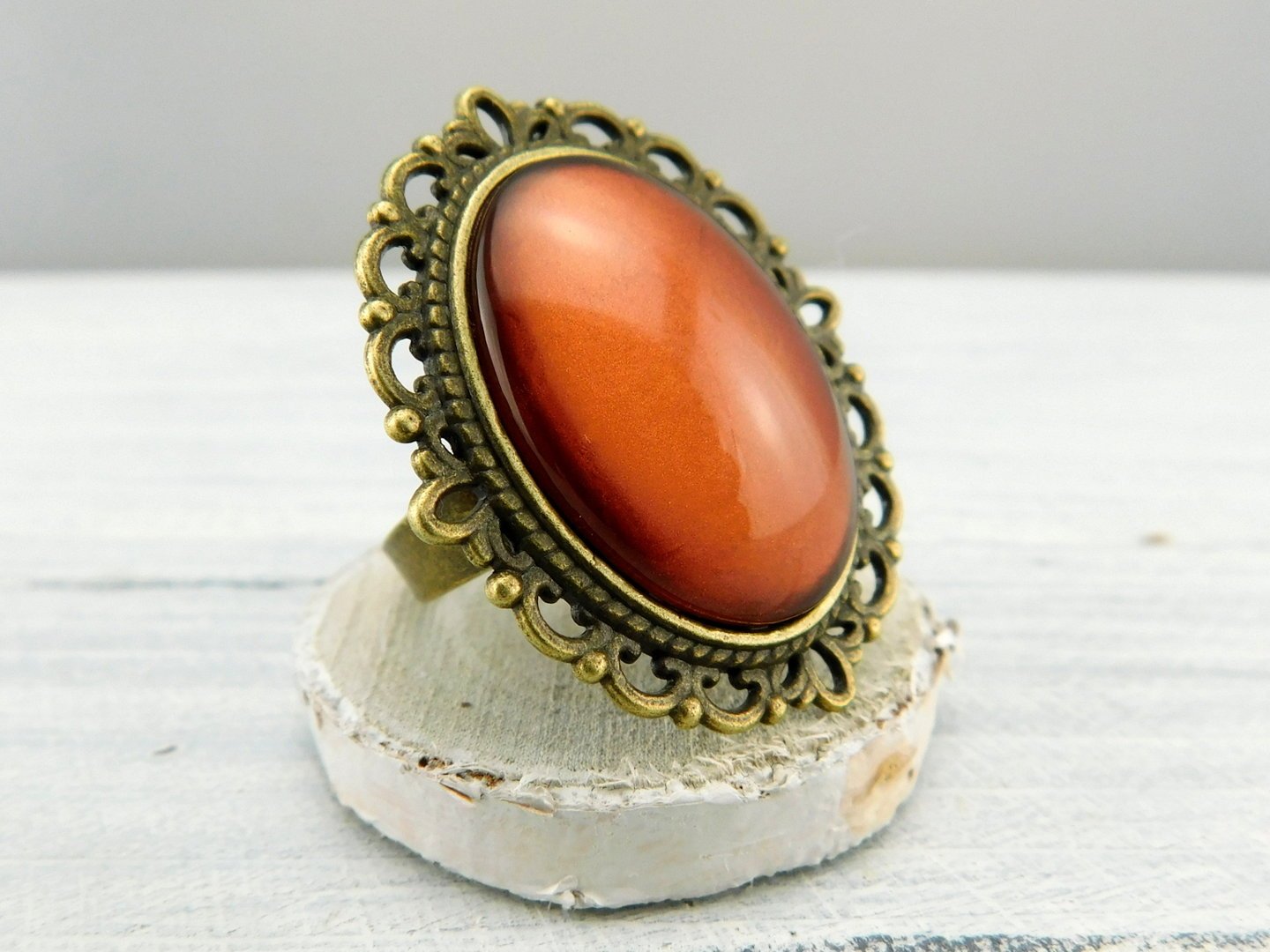 Geschenkset "Kupferrot" mit Ring und Brosche - Vintage Schmuckstübchen
