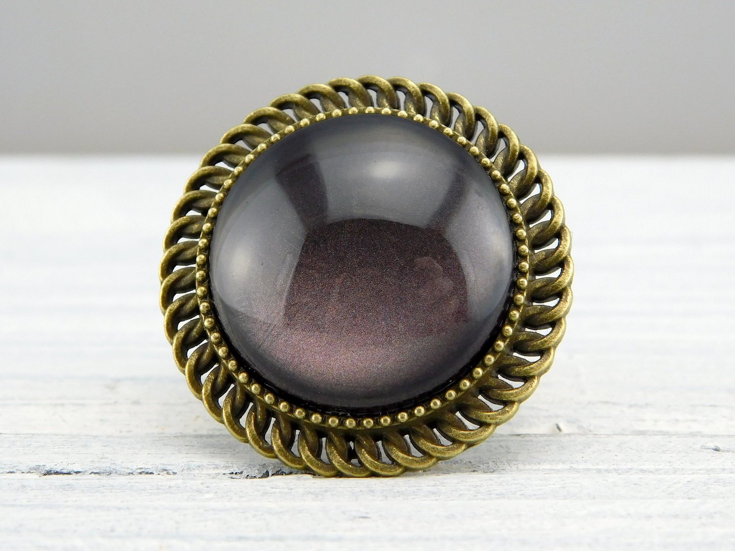 Runder Ring mit Glasstein - Vintage Schmuckstübchen
